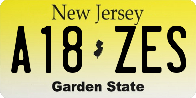NJ license plate A18ZES