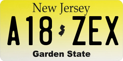 NJ license plate A18ZEX