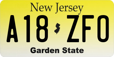 NJ license plate A18ZFO