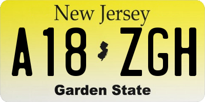 NJ license plate A18ZGH