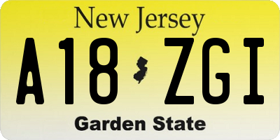 NJ license plate A18ZGI