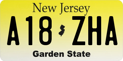 NJ license plate A18ZHA