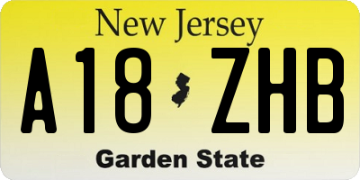 NJ license plate A18ZHB