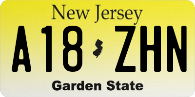 NJ license plate A18ZHN