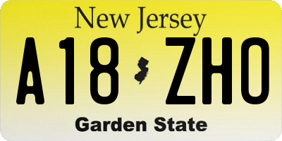 NJ license plate A18ZHO