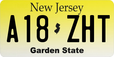 NJ license plate A18ZHT