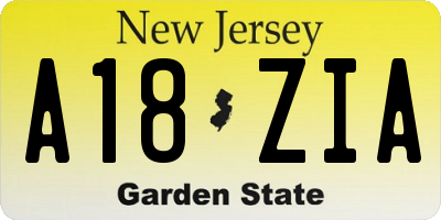NJ license plate A18ZIA