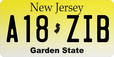 NJ license plate A18ZIB