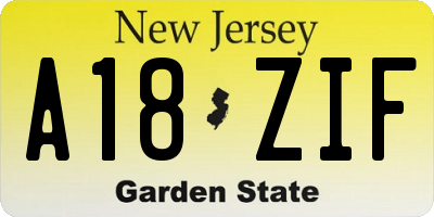 NJ license plate A18ZIF