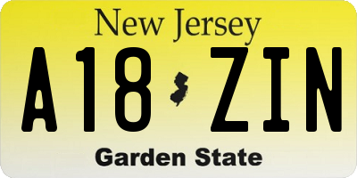 NJ license plate A18ZIN