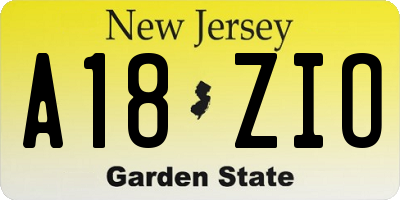 NJ license plate A18ZIO