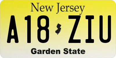 NJ license plate A18ZIU