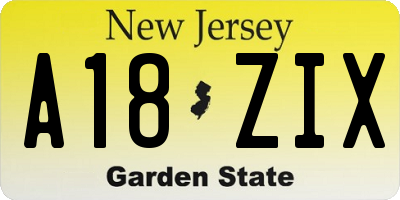 NJ license plate A18ZIX