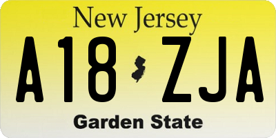 NJ license plate A18ZJA