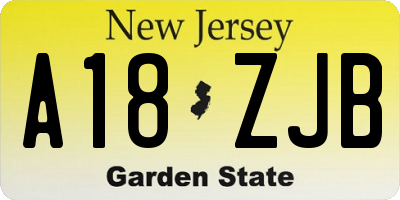 NJ license plate A18ZJB