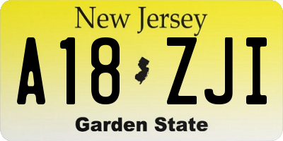 NJ license plate A18ZJI
