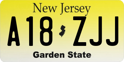 NJ license plate A18ZJJ