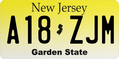 NJ license plate A18ZJM