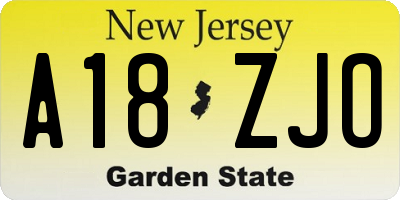 NJ license plate A18ZJO