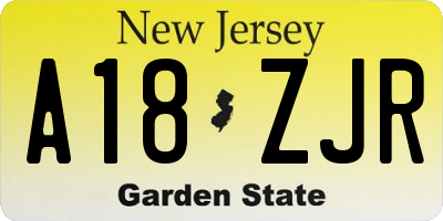 NJ license plate A18ZJR