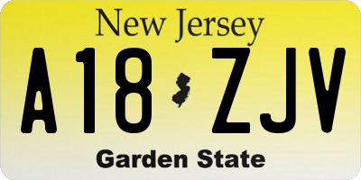 NJ license plate A18ZJV