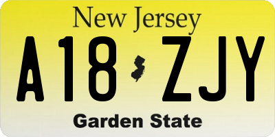 NJ license plate A18ZJY