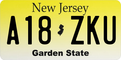NJ license plate A18ZKU