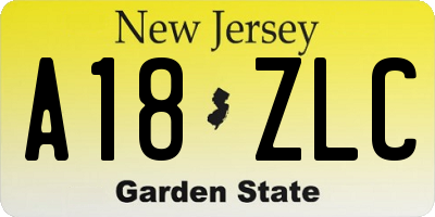 NJ license plate A18ZLC