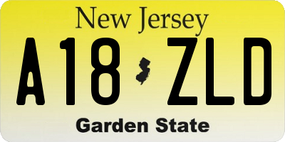 NJ license plate A18ZLD
