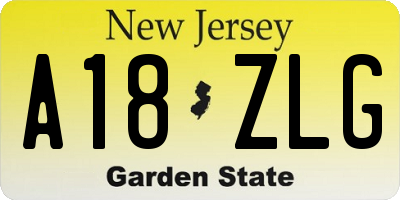 NJ license plate A18ZLG