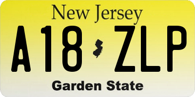 NJ license plate A18ZLP