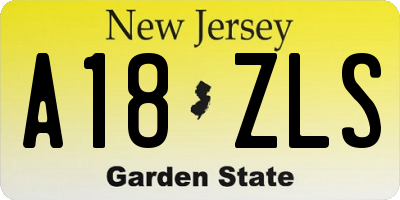 NJ license plate A18ZLS