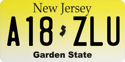 NJ license plate A18ZLU
