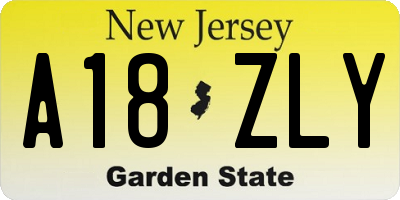 NJ license plate A18ZLY