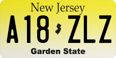 NJ license plate A18ZLZ