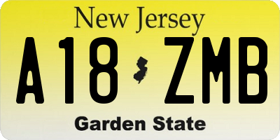 NJ license plate A18ZMB