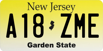 NJ license plate A18ZME