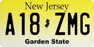 NJ license plate A18ZMG