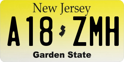 NJ license plate A18ZMH