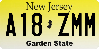 NJ license plate A18ZMM