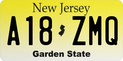 NJ license plate A18ZMQ