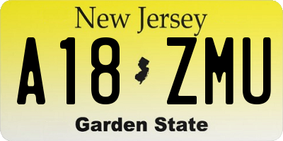 NJ license plate A18ZMU