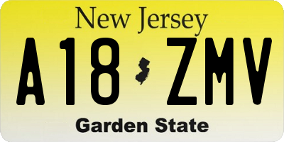 NJ license plate A18ZMV