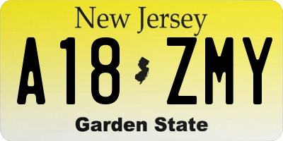 NJ license plate A18ZMY