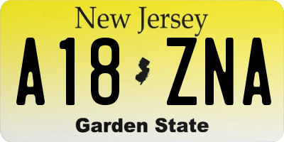 NJ license plate A18ZNA