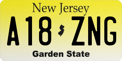 NJ license plate A18ZNG