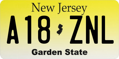 NJ license plate A18ZNL