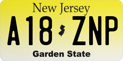 NJ license plate A18ZNP