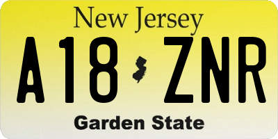 NJ license plate A18ZNR