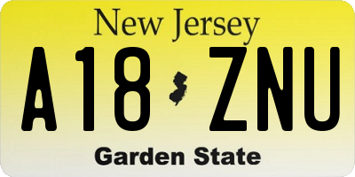 NJ license plate A18ZNU